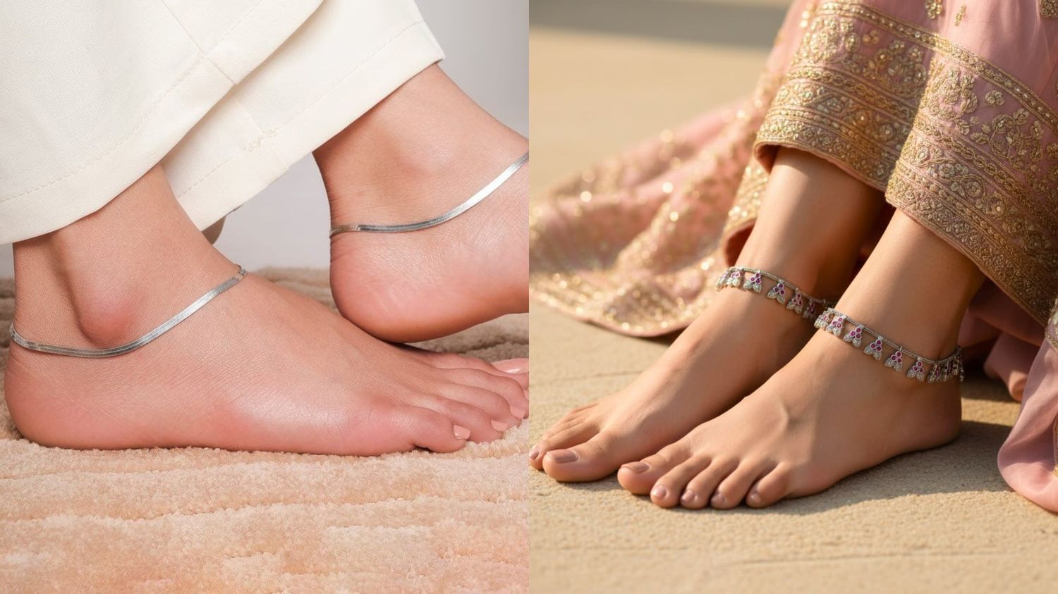 Minimalist silver anklets