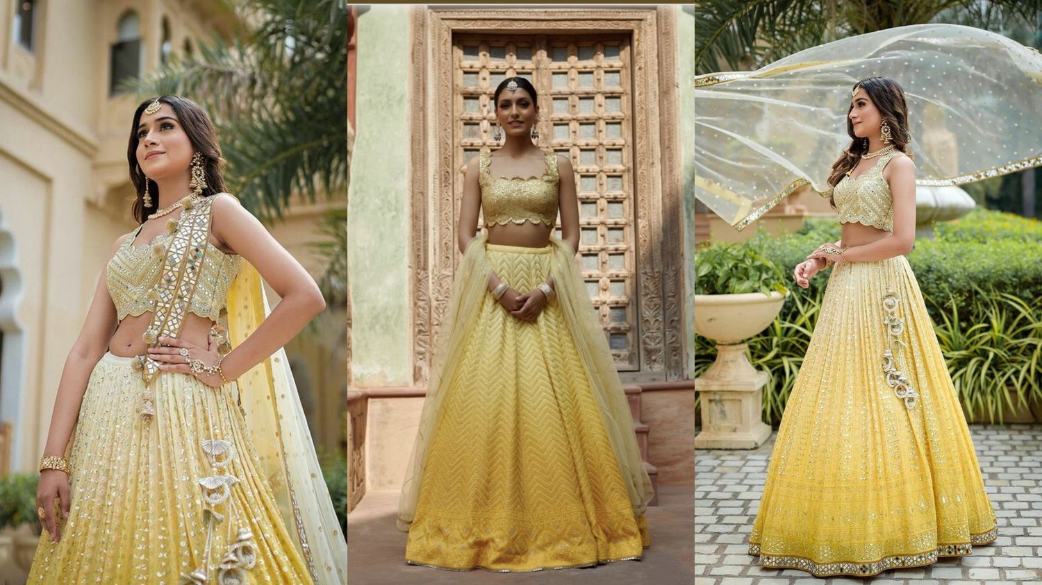 Double-Shaded Yellow Lehenga haldi outfit 