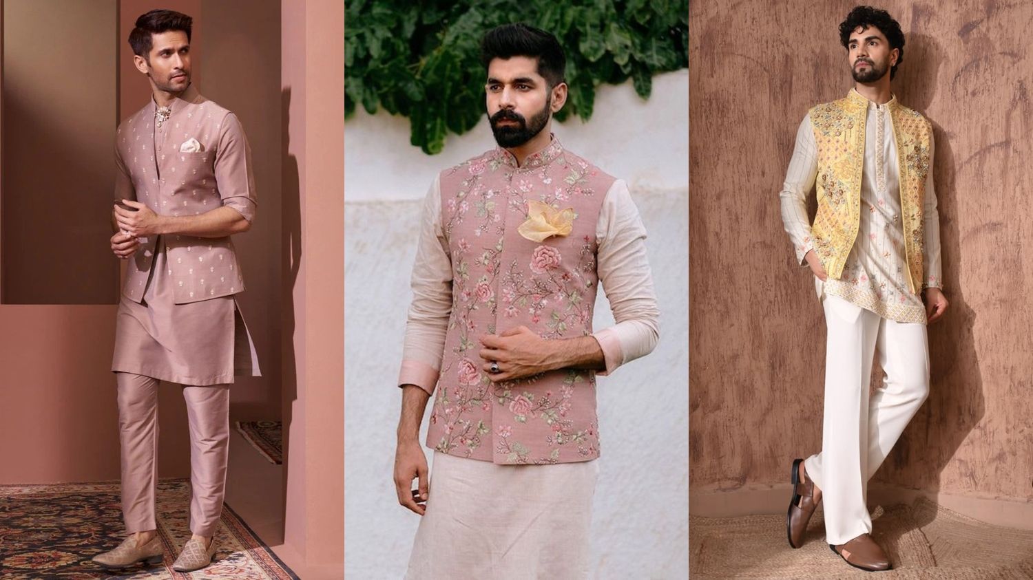 Pastel Kurta with Contrast Nehru Jacket
