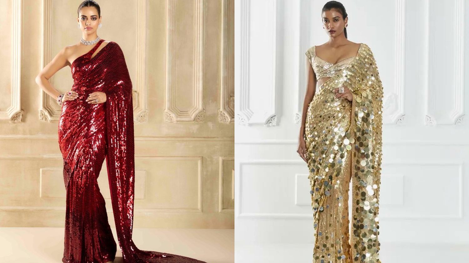 Sequin Concept Saree for reception party