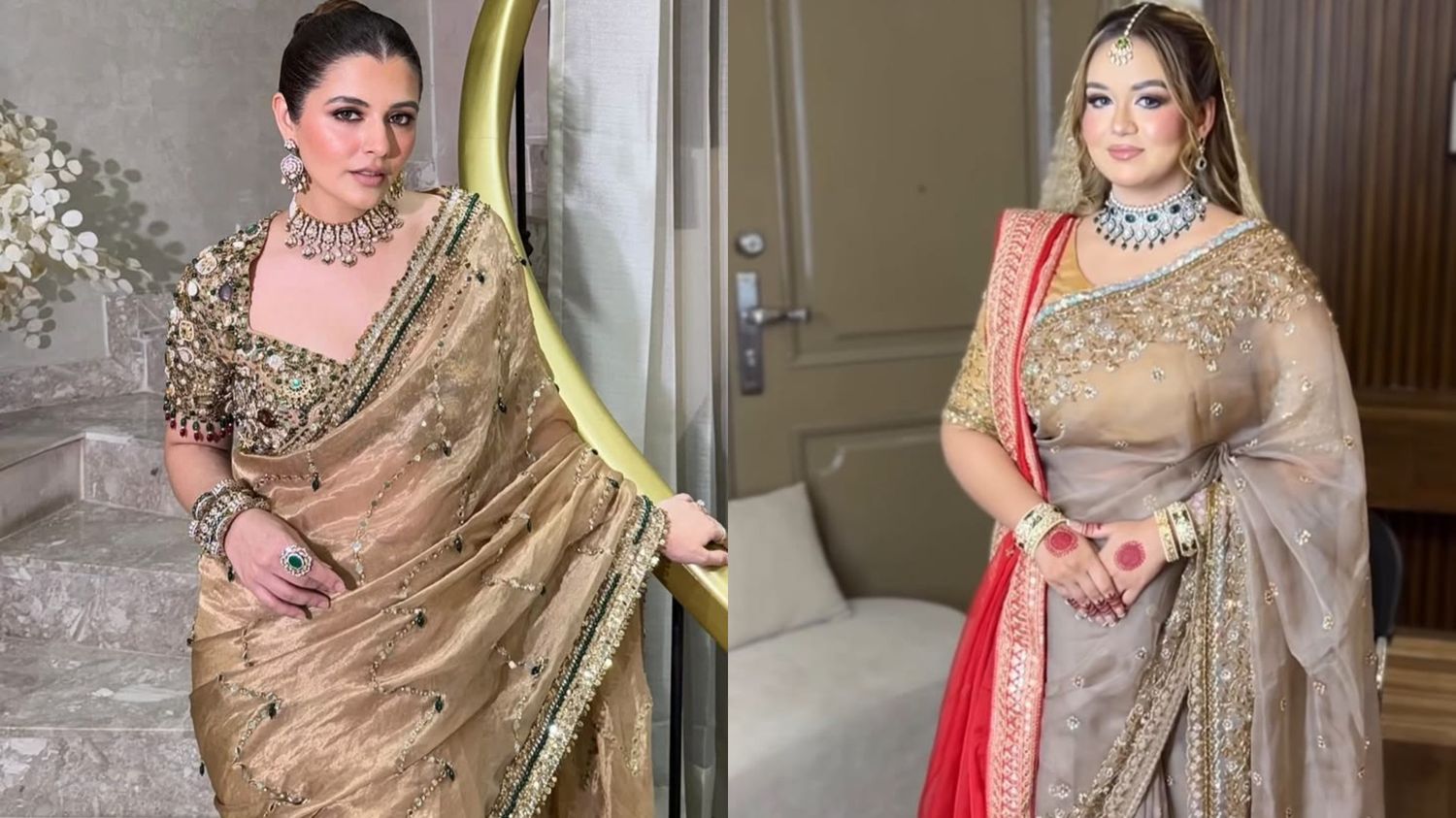 Organza Saree with Heavy Border for reception party
