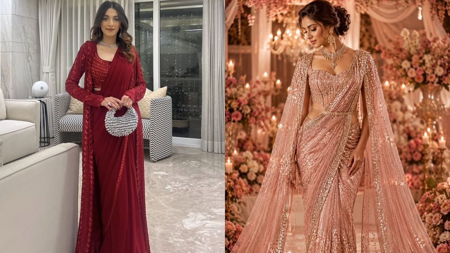  Cape Saree for reception 