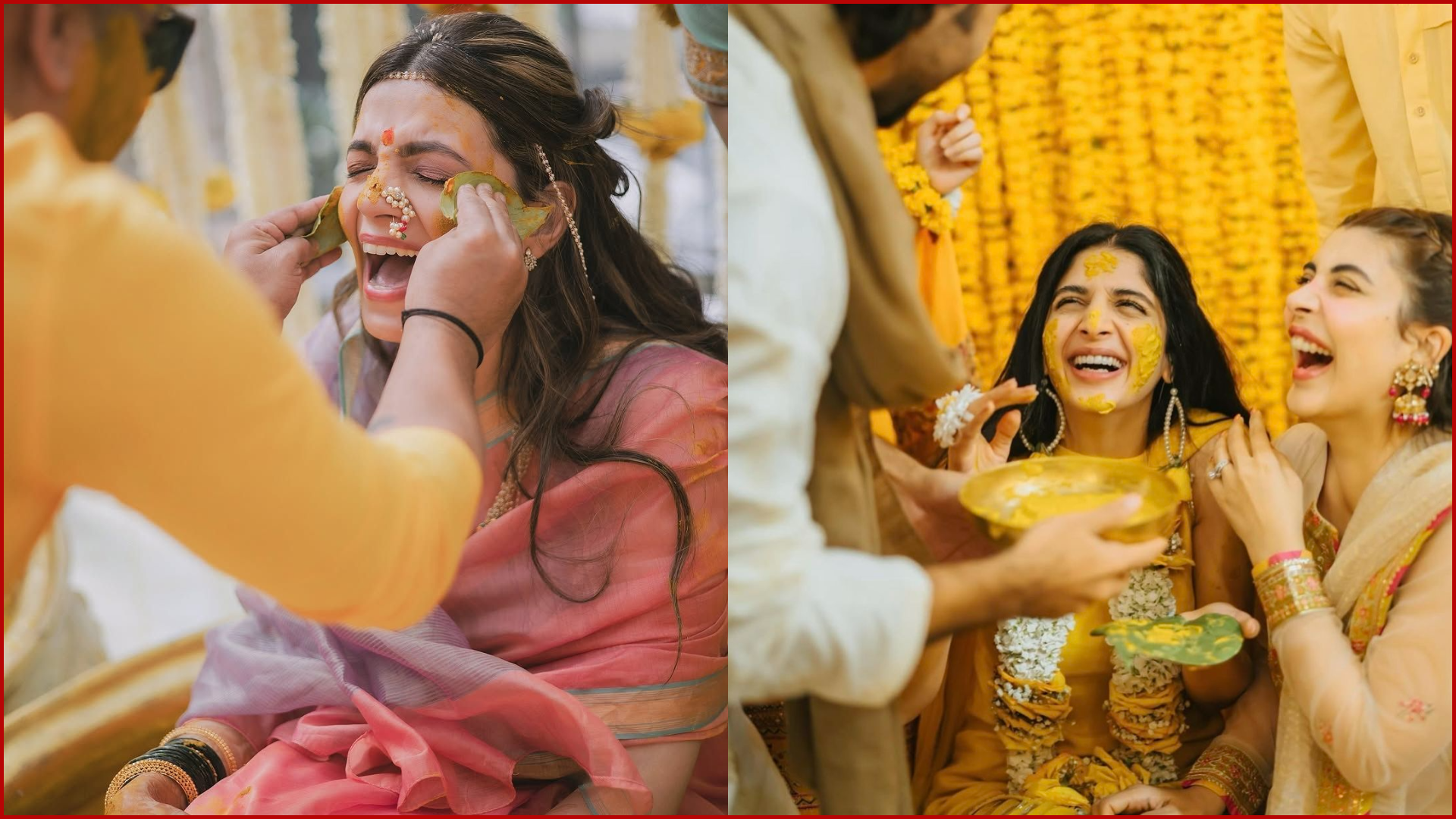 Haldi & Mehendi Poses for Bride and Groom, Over-the-Shoulder Laugh