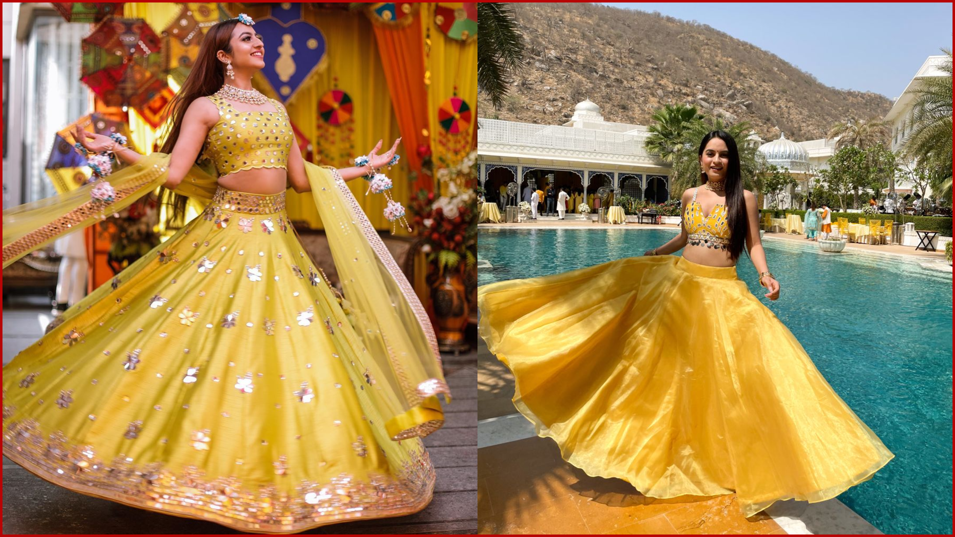 Haldi & Mehendi Poses for Bride and Groom, Yellow Outfit Twirl