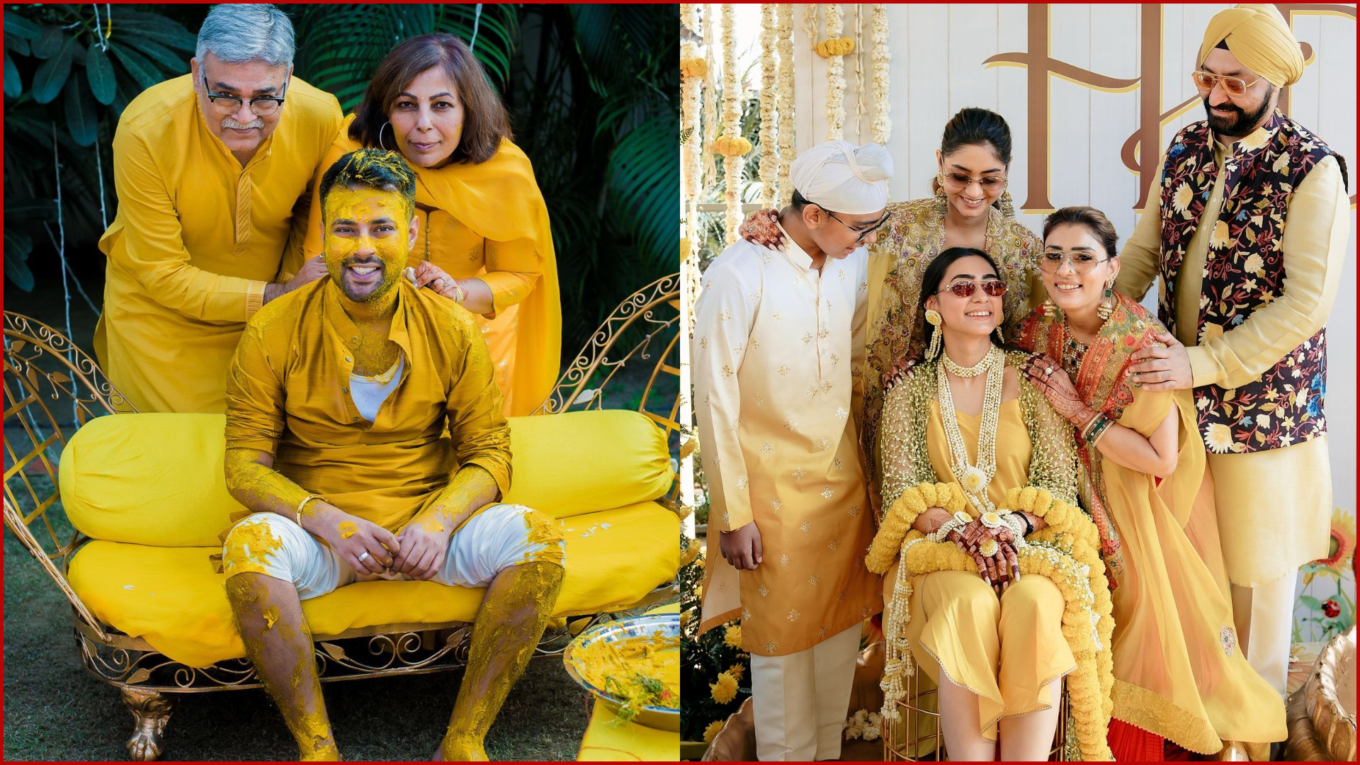 Haldi & Mehendi Poses for Bride and Groom, Sitting With Parents