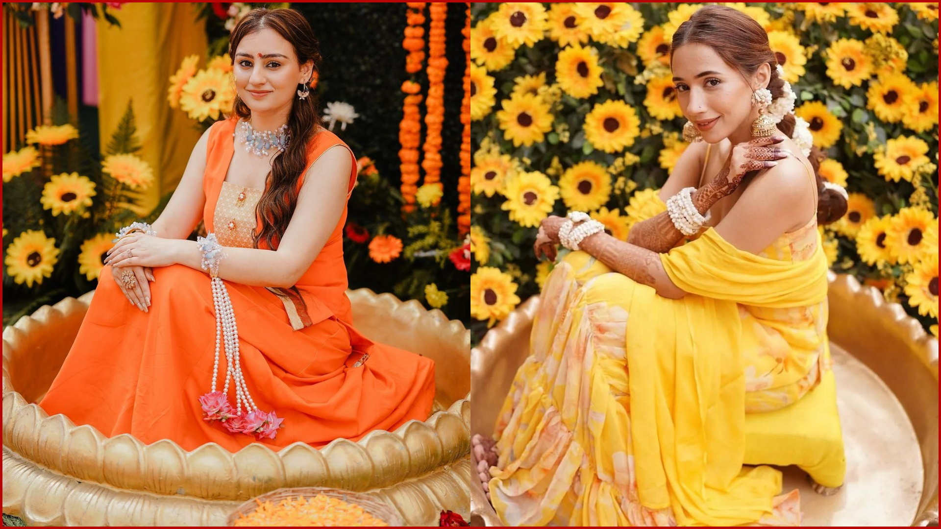 Haldi & Mehendi Poses for Bride and Groom, Hand on Knee, Lean Forward