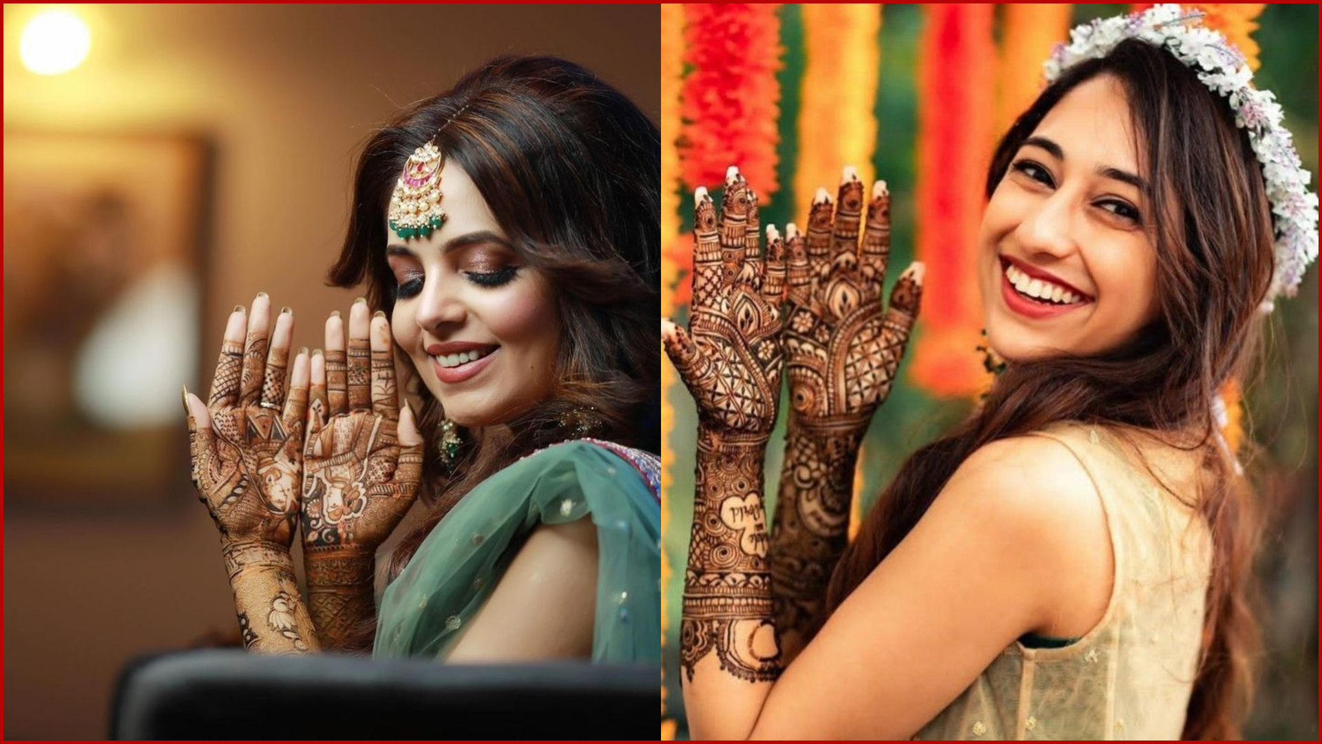 Haldi & Mehendi Poses for Bride and Groom, Side Face + Hands Framing Face