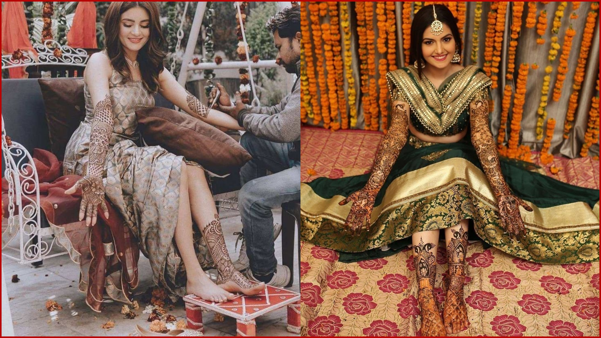 Haldi & Mehendi Poses for Bride and Groom, Feet Mehendi Detail