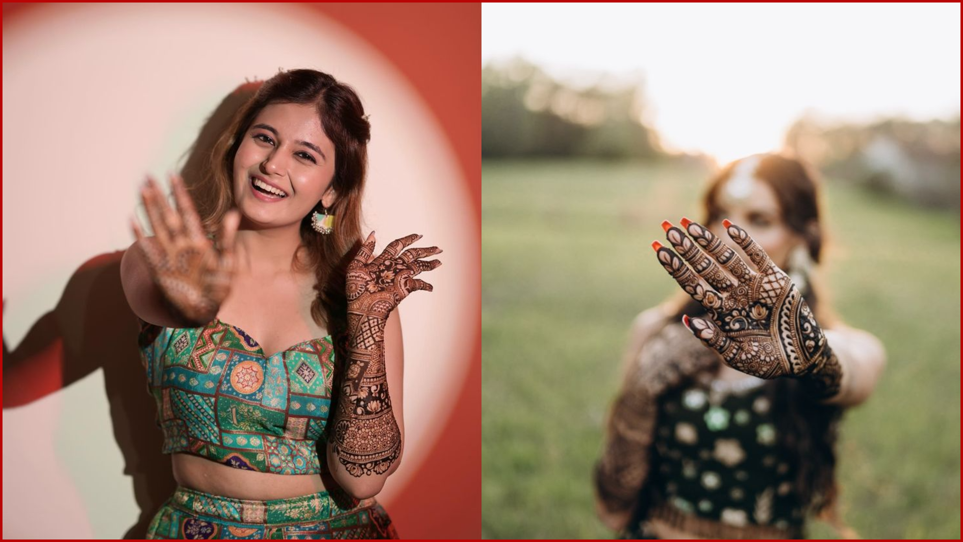 Haldi & Mehendi Poses for Bride and Groom, Single Hand Mehendi Close-Up