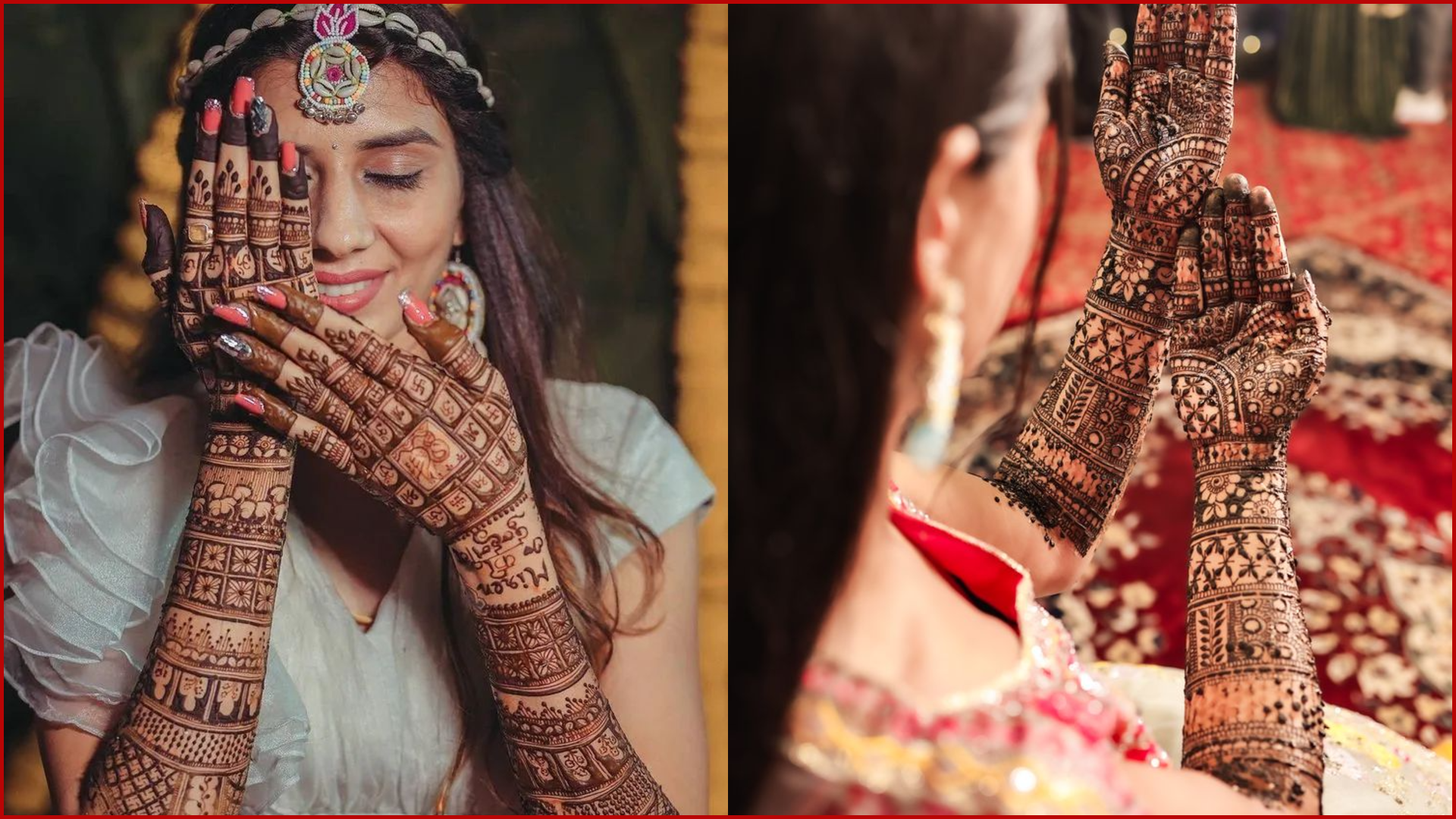 Haldi & Mehendi Poses for Bride and Groom, Showing Initials or Symbol