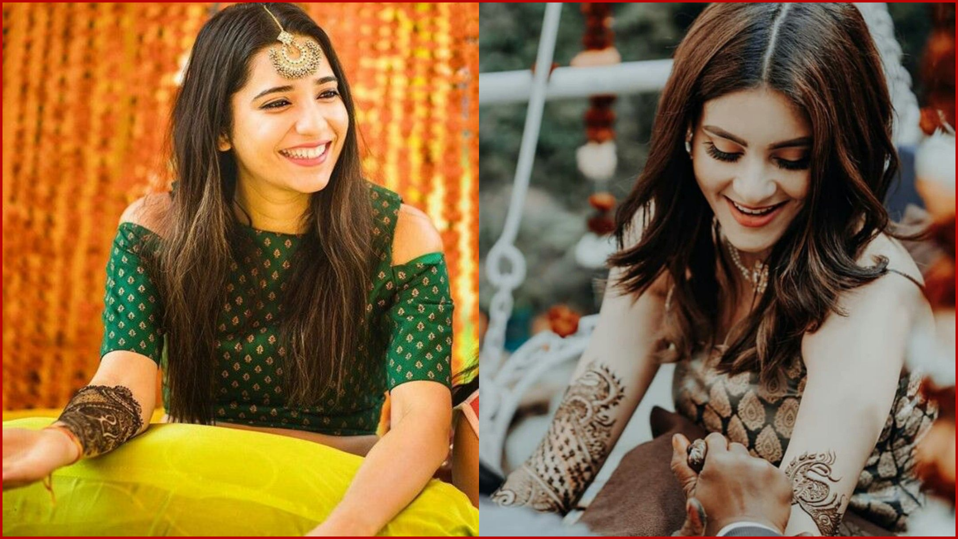 Haldi & Mehendi Poses for Bride and Groom, Laughing While Applying Mehendi