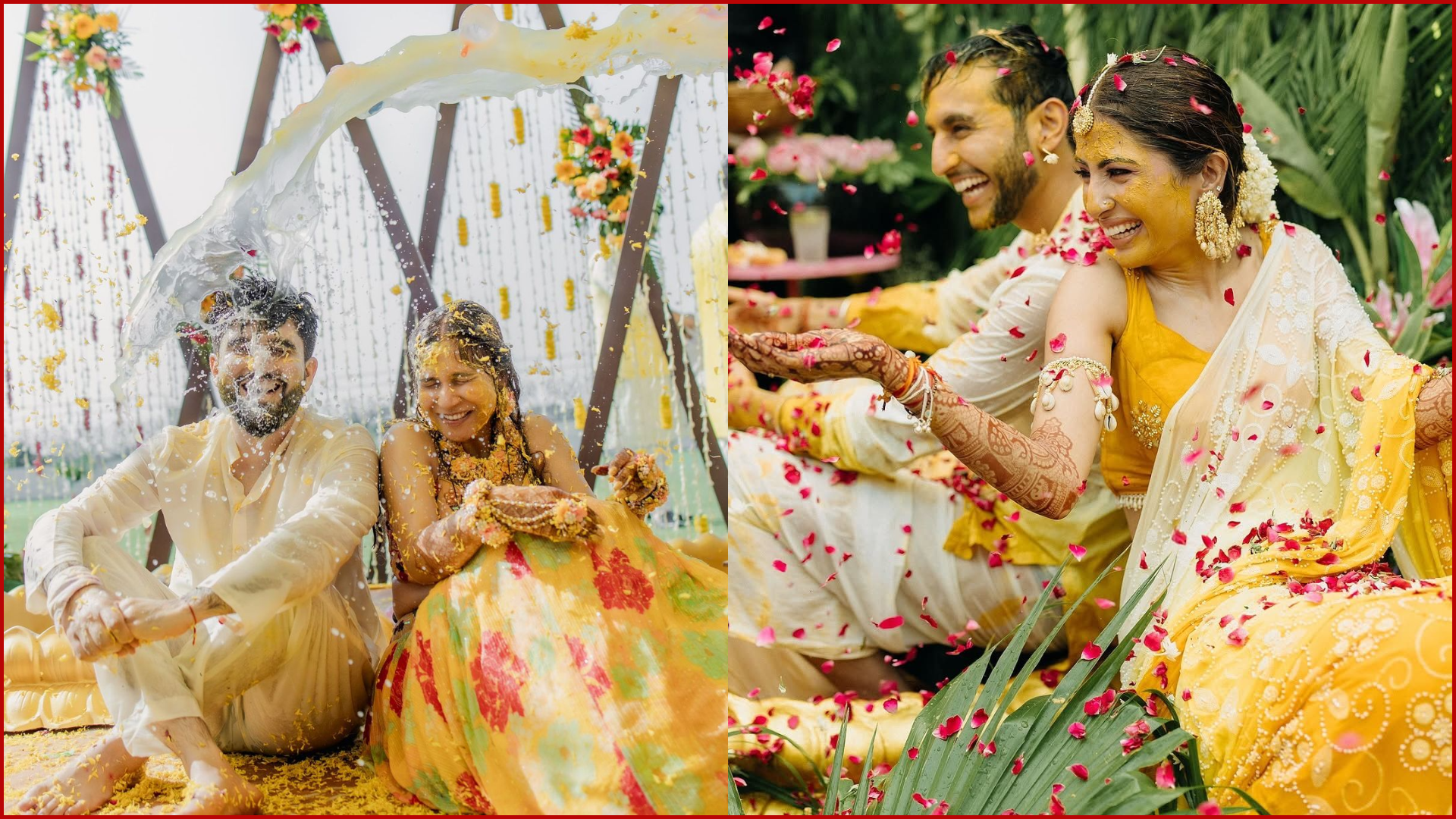 Haldi & Mehendi Poses for Bride and Groom, Back-to-Back Sitting Pose