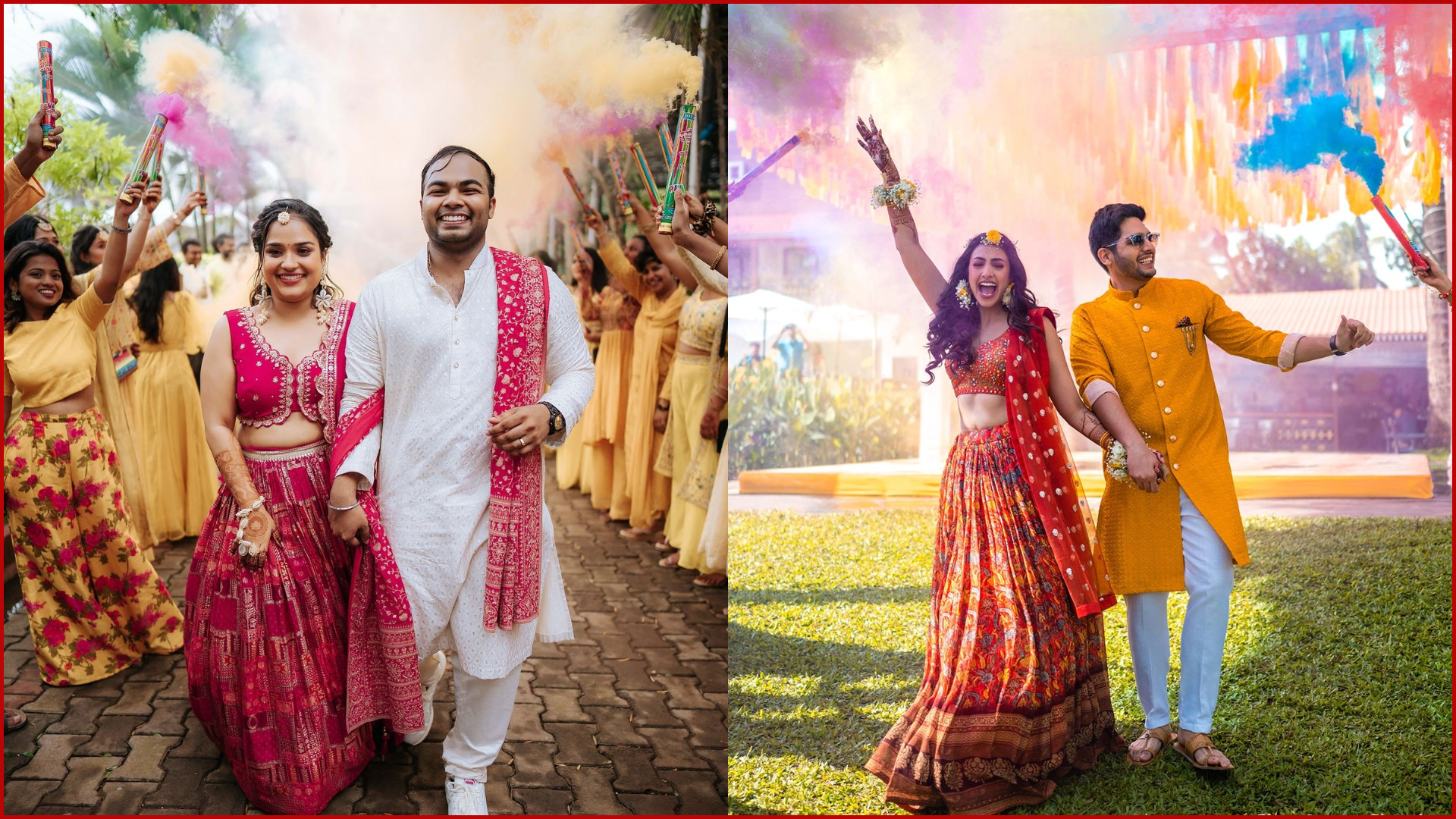 Haldi & Mehendi Poses for Bride and Groom, Walking Together Shot