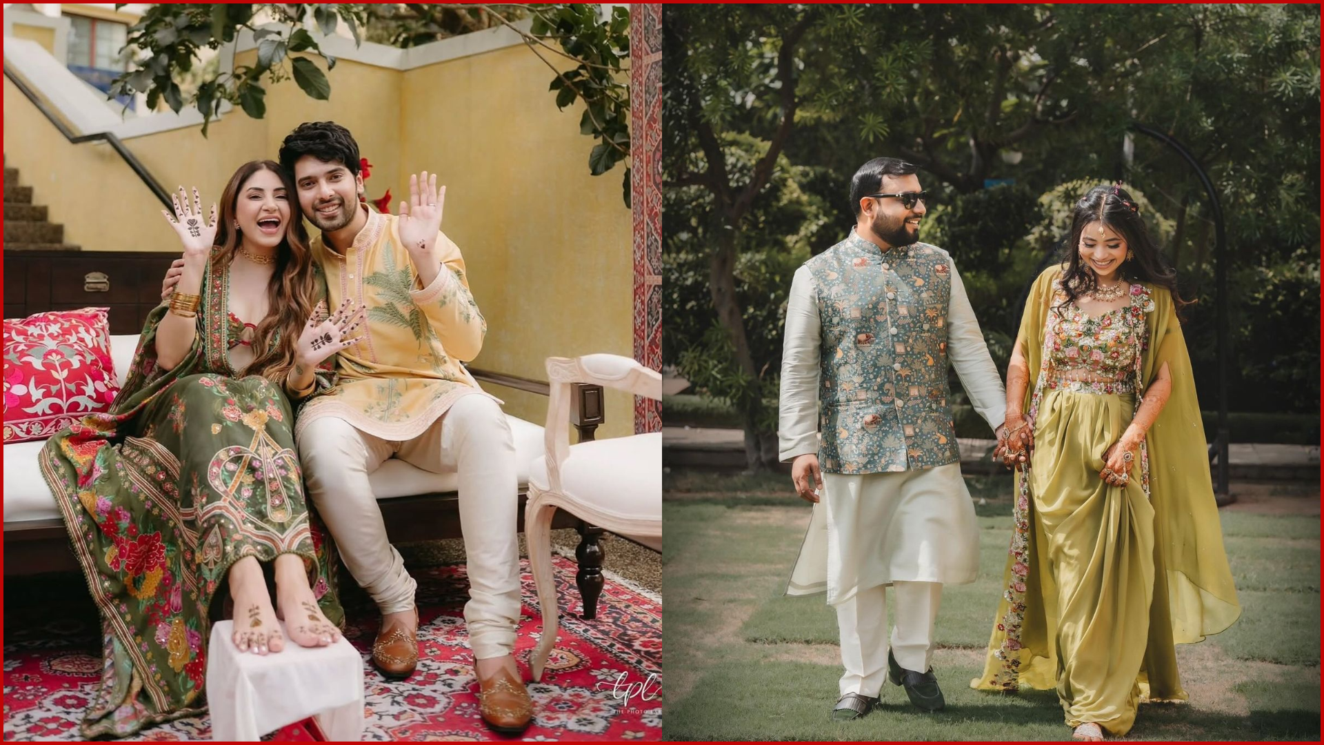 Turmeric Yellow & Forest Green, Mehendi Outfit Ideas for Bride and Groom