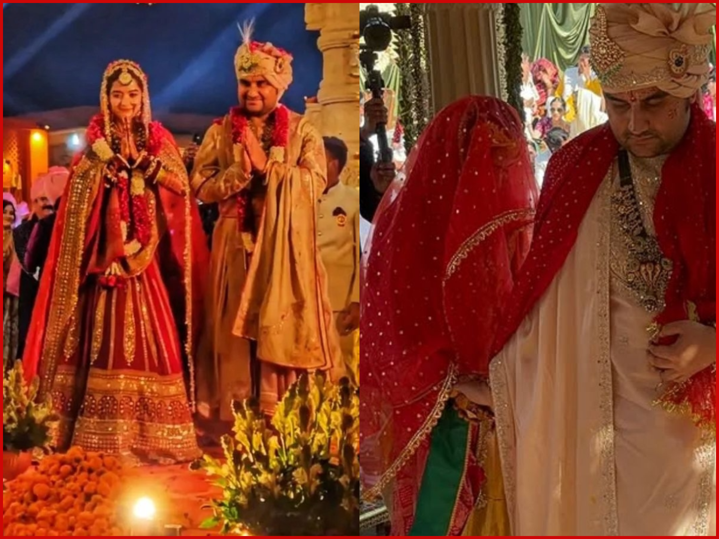 Indresh Upadhyay & Shipra Sharma Sangeet Stage: Elegant reception or Sangeet stage with warm lighting and a contemporary backdrop. Steal the style of Indresh Upadhyay and Shipra Sharma's reception stage without the high cost. Keywords: Sangeet Stage Decoration Budget, Celebrity Wedding Inspiration.