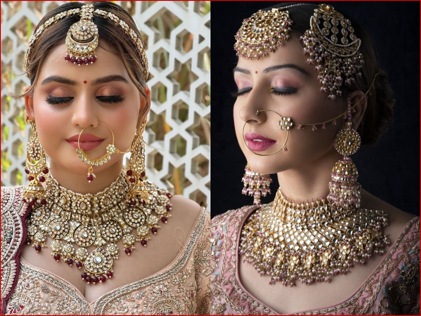 Small, subtle golden nose ring (nath) with a simple chain, offering an elegant and understated bridal accessory choice.