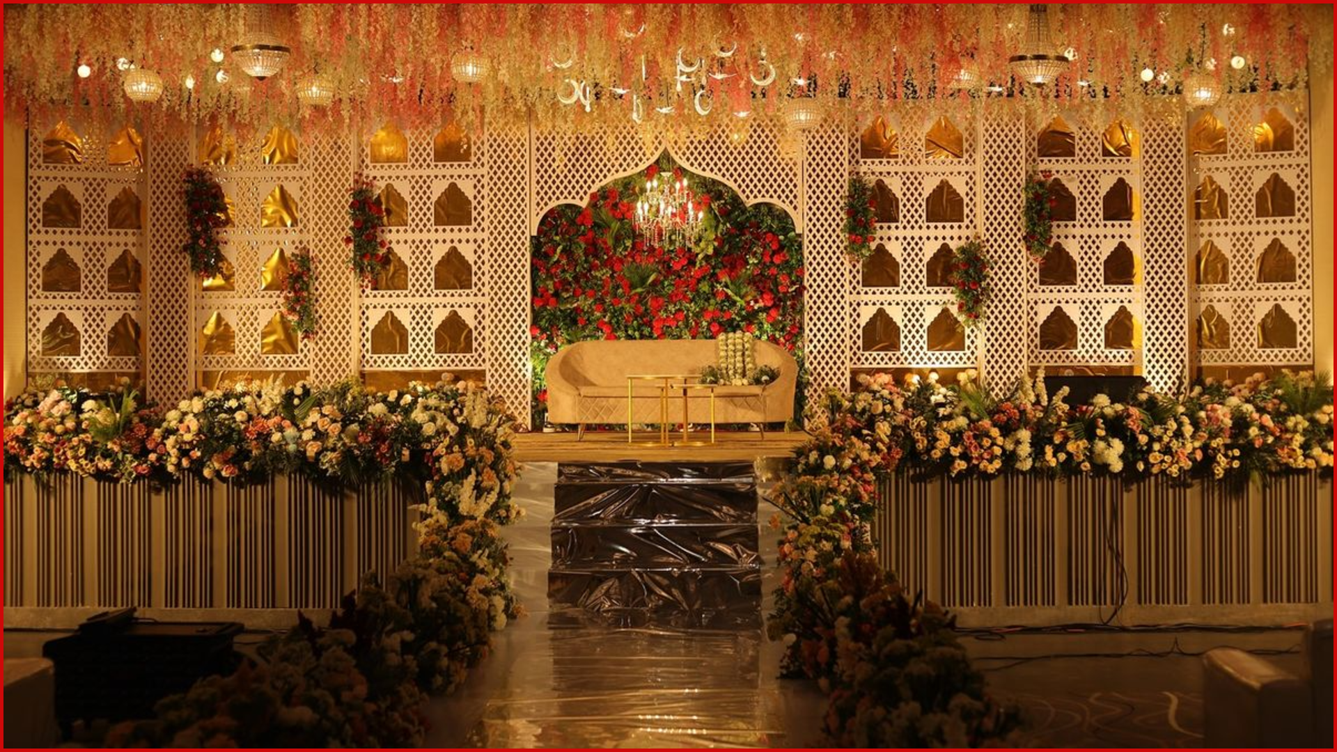 Intimate luxury wedding decor with soft lighting