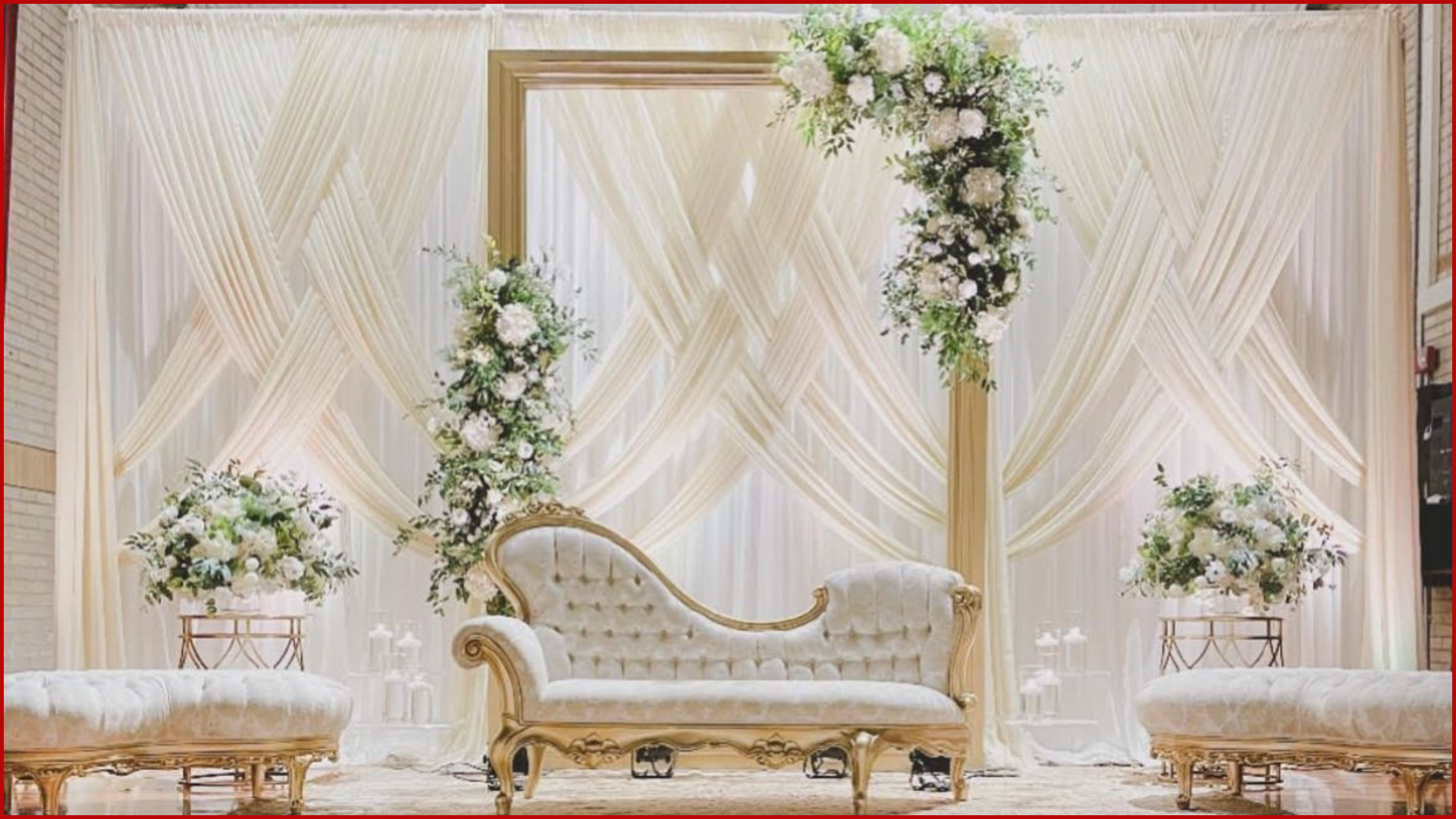  Small Stage Decoration Ideas, Minimal Floral Backdrop 