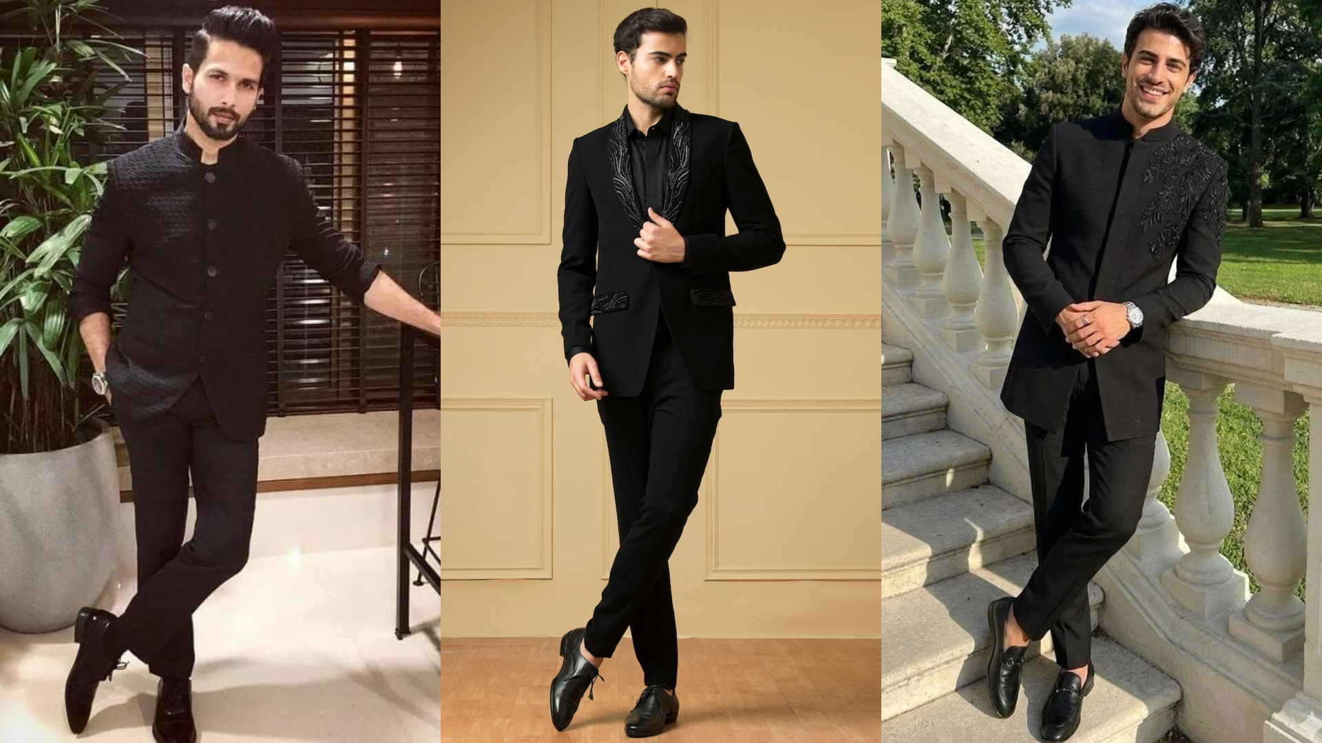 Classic Black Suit for indian grooms for engagement